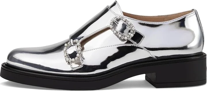 Stuart Weitzman Leighton Monk Strap Women's Flat Shoes Silver : 11 M, Leather - Image 6