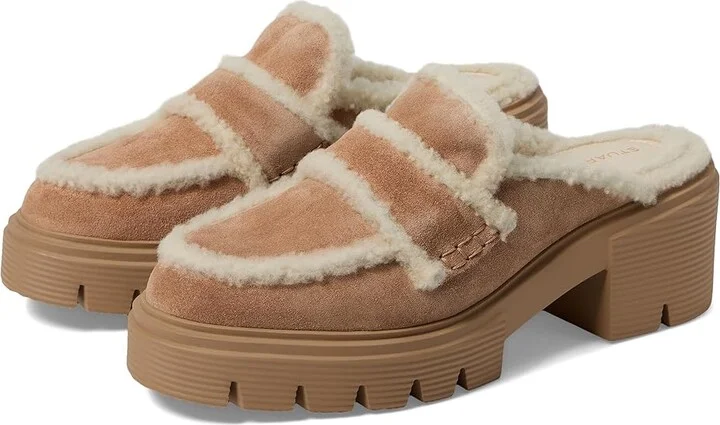 Stuart Weitzman Lennox Mule Women's Flat Shoes New Camel/Natural/Caramel : 9 M, Suede