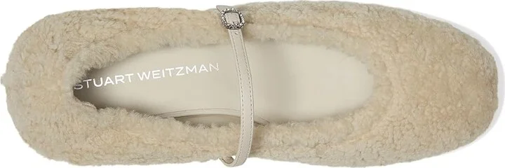 Stuart Weitzman Lennox Shearling Flat Women's Flat Shoes Natural/Oat : 7.5 M, Leather/Shearling - Image 2