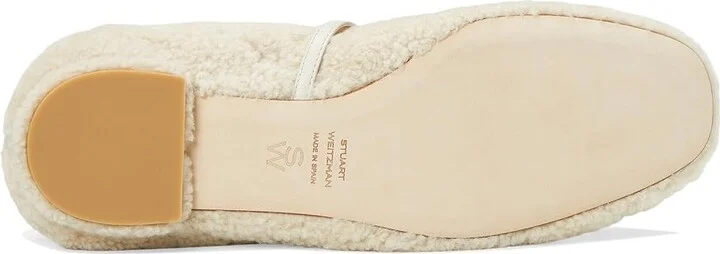 Stuart Weitzman Lennox Shearling Flat Women's Flat Shoes Natural/Oat : 7.5 M, Leather/Shearling - Image 3
