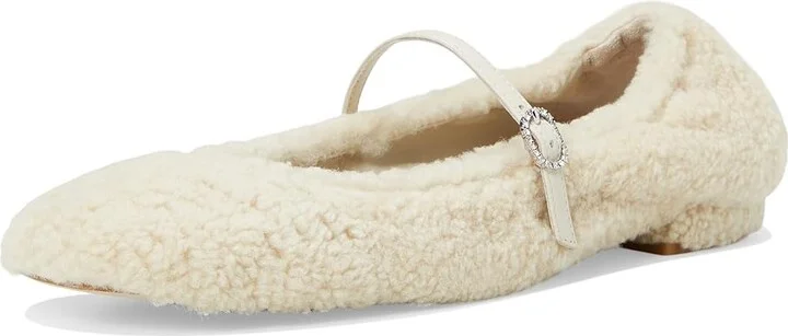 Stuart Weitzman Lennox Shearling Flat Women's Flat Shoes Natural/Oat : 7.5 M, Leather/Shearling - Image 5