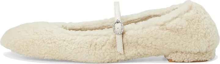 Stuart Weitzman Lennox Shearling Flat Women's Flat Shoes Natural/Oat : 7.5 M, Leather/Shearling - Image 6