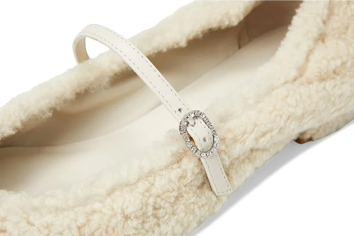 Stuart Weitzman Lennox Shearling Flat Women's Flat Shoes Natural/Oat : 7.5 M, Leather/Shearling - Image 7