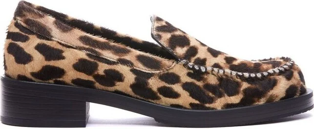 Stuart Weitzman Leopard Print Round-Toe Loafers