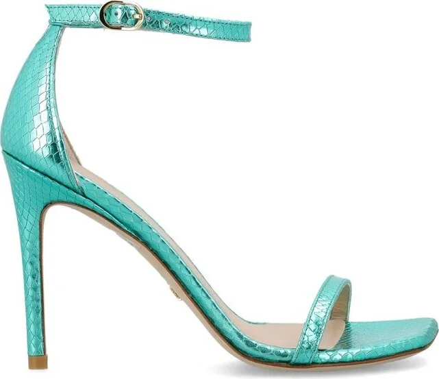 Stuart Weitzman Logo Printed Open Toe Sandals