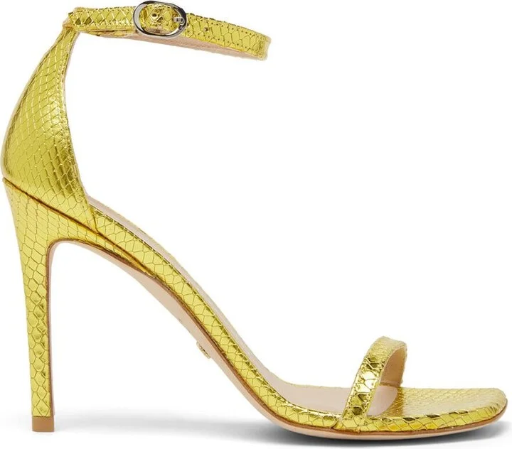 Stuart Weitzman Logo Printed Open Toe Sandals
