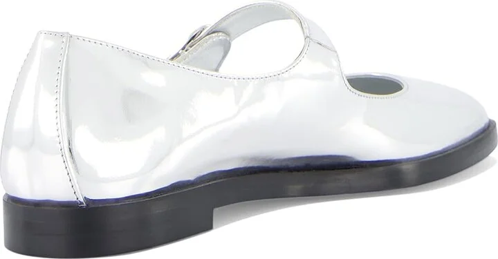 Stuart Weitzman Loralei Mary Jane Women's Flat Shoes Silver : 9 M, Leather/Rubber - Image 4