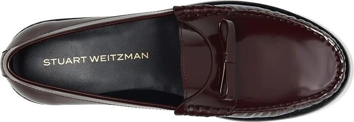 Stuart Weitzman Lottie Bow Loafer Women's Flat Shoes Dark Cabernet : 9 M, Leather - Image 2