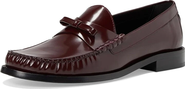 Stuart Weitzman Lottie Bow Loafer Women's Flat Shoes Dark Cabernet : 9 M, Leather - Image 5