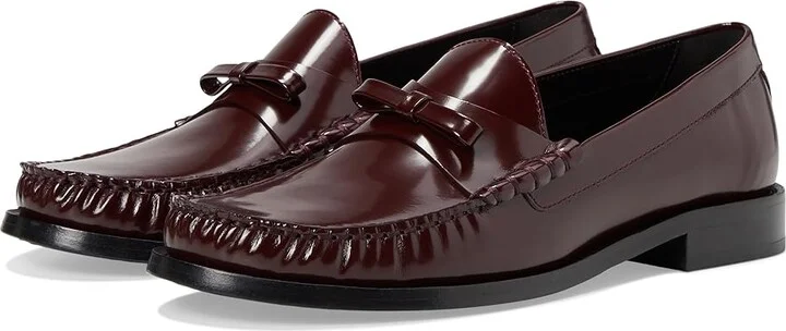 Stuart Weitzman Lottie Bow Loafer Women's Flat Shoes Dark Cabernet : 9 M, Leather