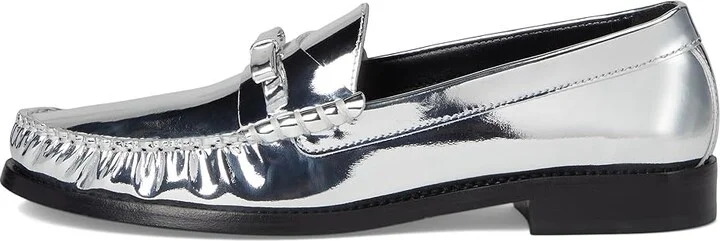 Stuart Weitzman Lottie Bow Loafer Women's Flat Shoes Silver : 7.5 M, Leather - Image 6