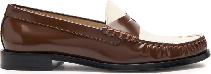 Stuart Weitzman Lottie Colour-blocked Glossed Leather Loafers