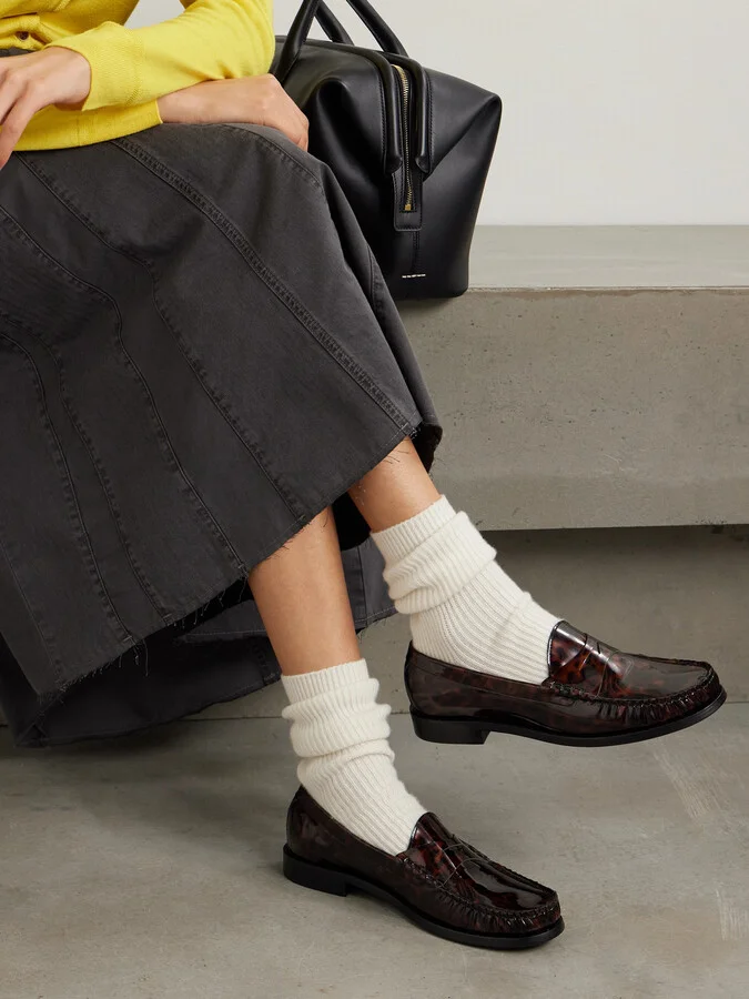 Stuart Weitzman - Lottie Tortoiseshell Patent-leather Loafers - US9 - Image 2