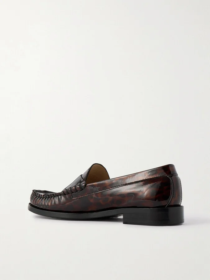 Stuart Weitzman - Lottie Tortoiseshell Patent-leather Loafers - US9 - Image 3