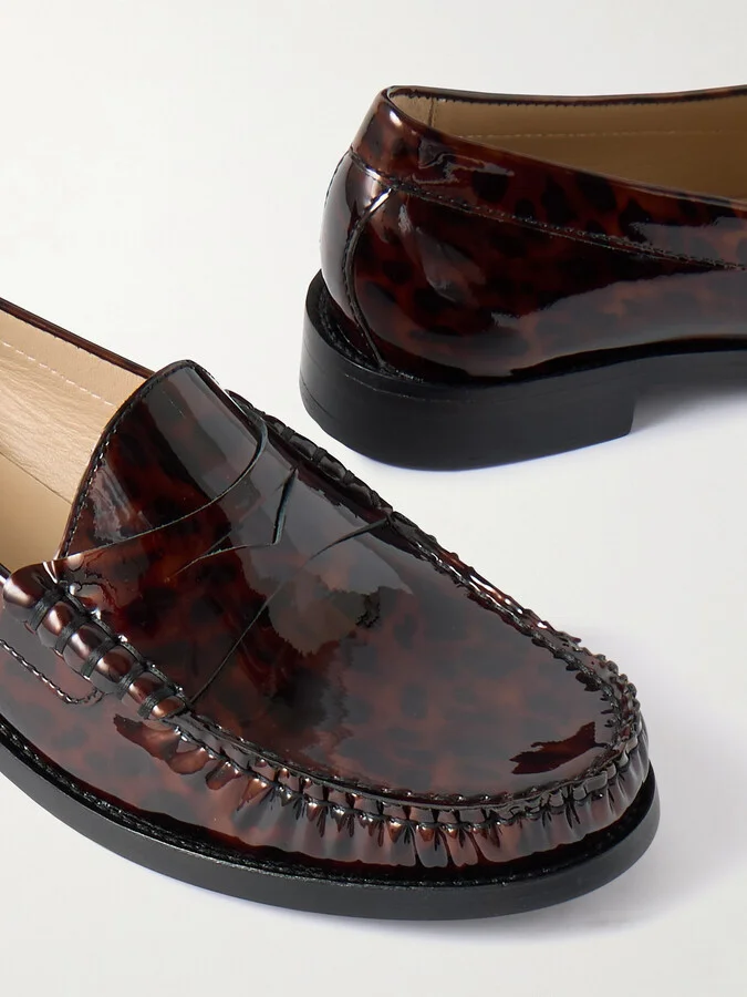 Stuart Weitzman - Lottie Tortoiseshell Patent-leather Loafers - US9 - Image 4