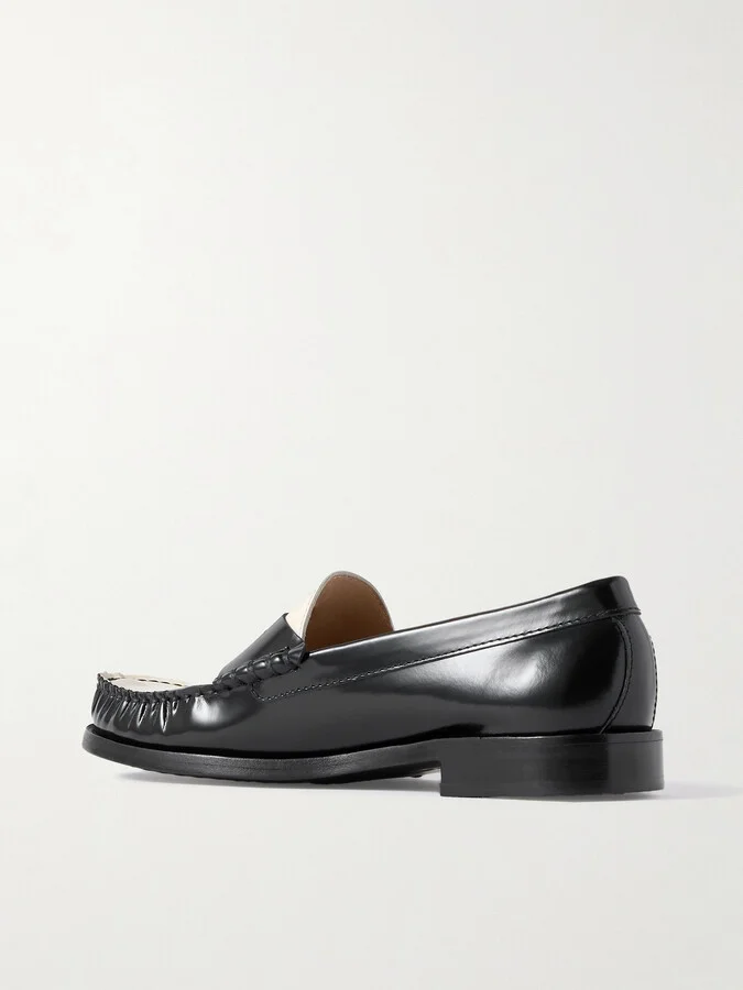 Stuart Weitzman - Lottie Two-tone Leather Loafers - Black - Image 3