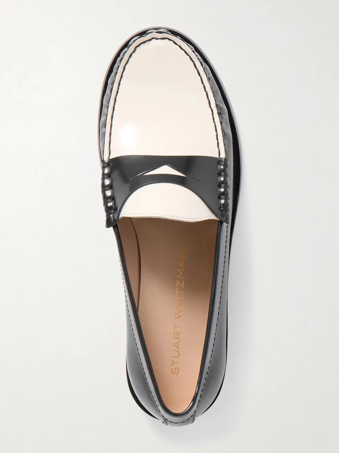 Stuart Weitzman - Lottie Two-tone Leather Loafers - Black - Image 5