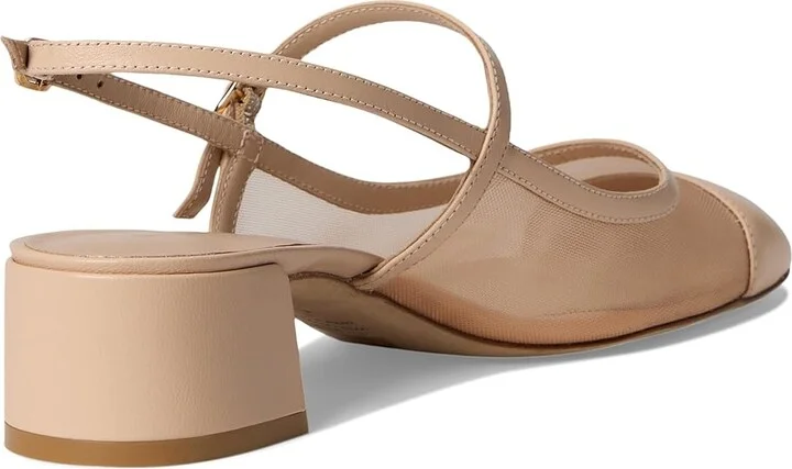 Stuart Weitzman Maeve Mary Jane Slingback High Women's Heels Beige/Barely Beige : 7 M, Leather - Image 4