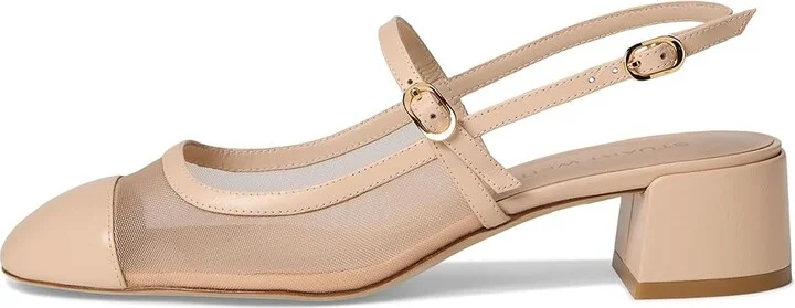 Stuart Weitzman Maeve Mary Jane Slingback High Women's Heels Beige/Barely Beige : 7 M, Leather - Image 6