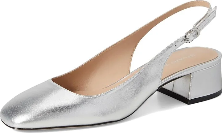 Stuart Weitzman Maeve Slingback 35 High Women's Heels Silver : 7 M - Image 5