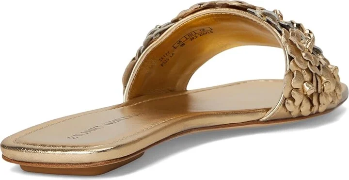 Stuart Weitzman MEADOW SLIDE Women's Sandals Golden/Platino : 5.5 M, Leather - Image 4