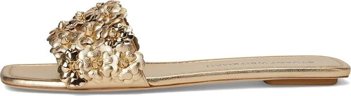 Stuart Weitzman MEADOW SLIDE Women's Sandals Golden/Platino : 5.5 M, Leather - Image 6