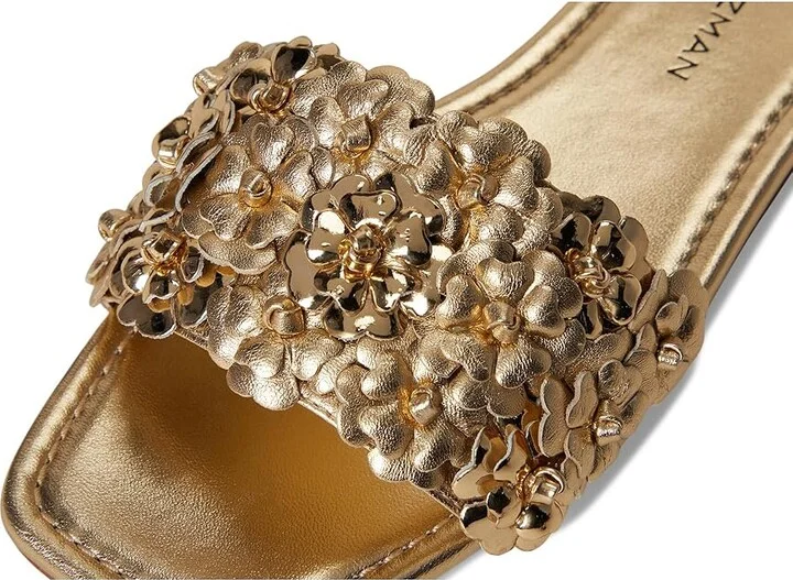 Stuart Weitzman MEADOW SLIDE Women's Sandals Golden/Platino : 5.5 M, Leather - Image 7