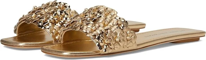 Stuart Weitzman MEADOW SLIDE Women's Sandals Golden/Platino : 5.5 M, Leather