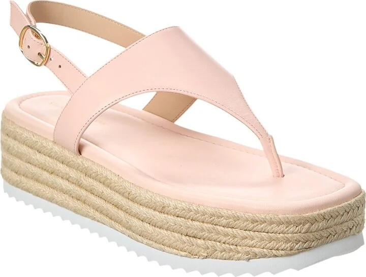 Stuart Weitzman Mel Leather Espadrille Flatform Sandal