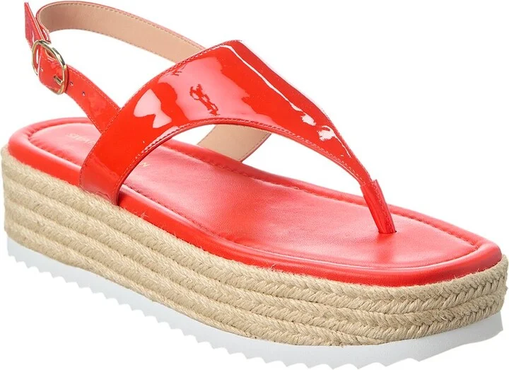 Stuart Weitzman Mel Patent Espadrille Flatform Wedge Sandal