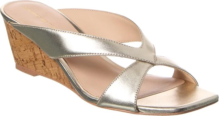 Stuart Weitzman Miami 50 Leather Wedge Sandal