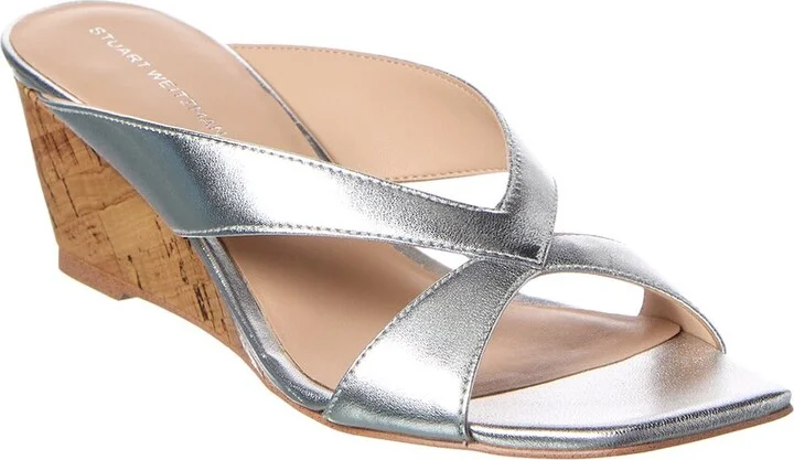 Stuart Weitzman Miami 50 Leather Wedge Sandal