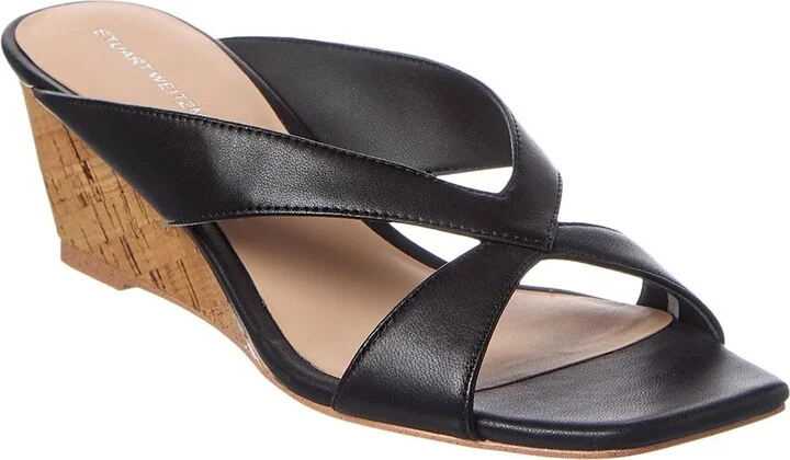 Stuart Weitzman Miami 50 Leather Wedge Sandal