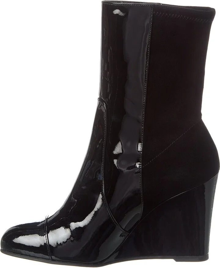 Stuart Weitzman Mila City Wedge Patent & Suede Bootie - Image 2