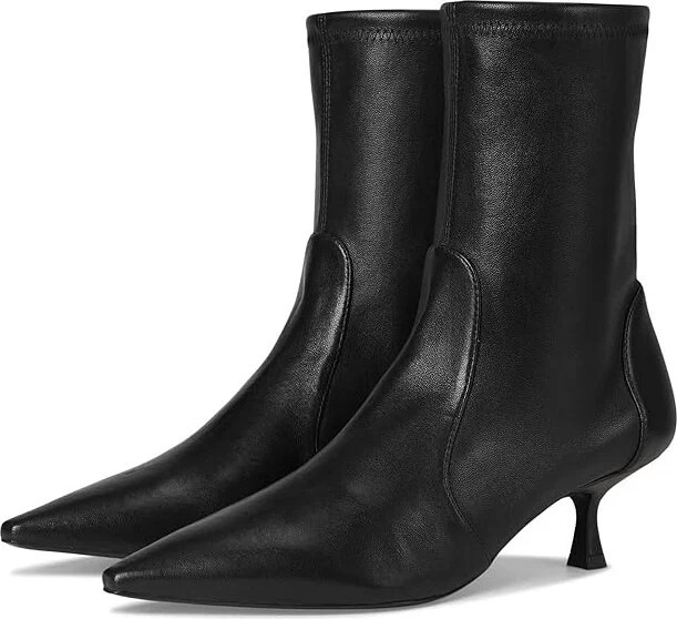 Stuart Weitzman Naomi 50 Bootie Women's Flat Shoes Black 1 : 6.5 M, Leather/Rubber/Suede
