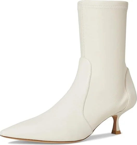 Stuart Weitzman Naomi 50 Bootie Women's Flat Shoes Cream : 8.5 M, Leather/Rubber/Suede - Image 5