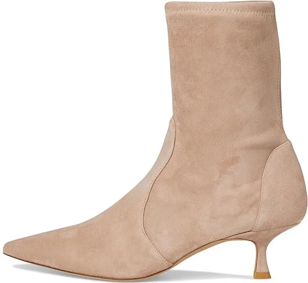 Stuart Weitzman Naomi 50 Bootie Women's Flat Shoes Fawn : 9 M, Leather/Rubber/Suede - Image 6
