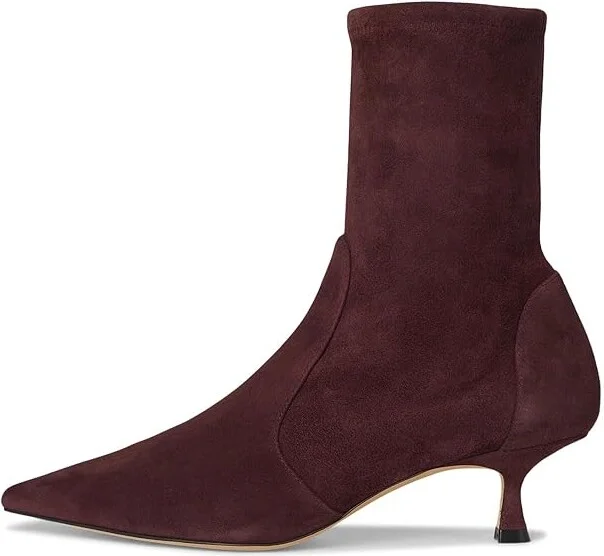 Stuart Weitzman Naomi 50 Bootie Women's Flat Shoes Rosewood : 7.5 M, Leather/Rubber/Suede - Image 6
