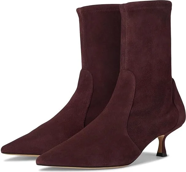 Stuart Weitzman Naomi 50 Bootie Women's Flat Shoes Rosewood : 7.5 M, Leather/Rubber/Suede