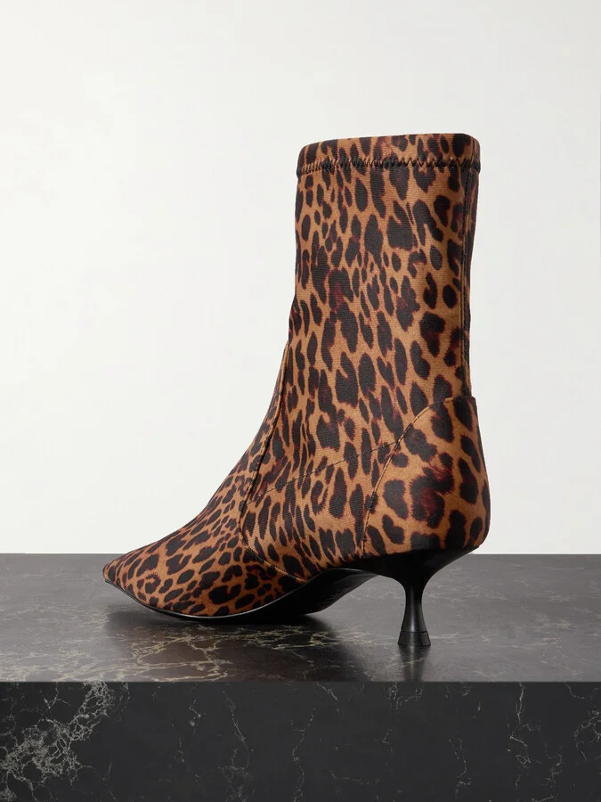 Stuart Weitzman - Naomi Leopard-print Scuba Ankle Boots - Animal print - Image 3