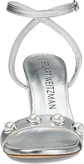Stuart Weitzman Nearlybare Portia Sandal Women's Sandals Silver : 6 M, Leather - Image 2