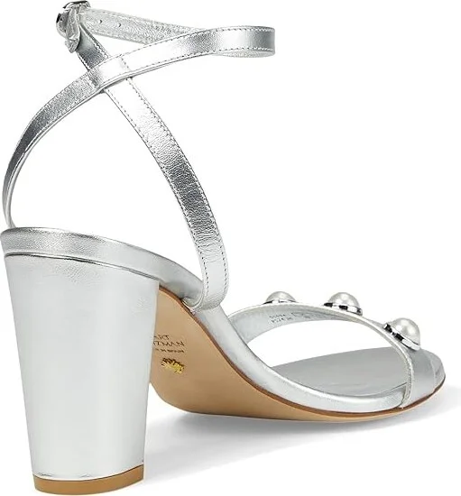 Stuart Weitzman Nearlybare Portia Sandal Women's Sandals Silver : 6 M, Leather - Image 4