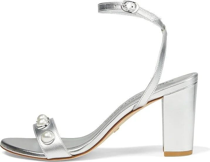 Stuart Weitzman Nearlybare Portia Sandal Women's Sandals Silver : 6 M, Leather - Image 5