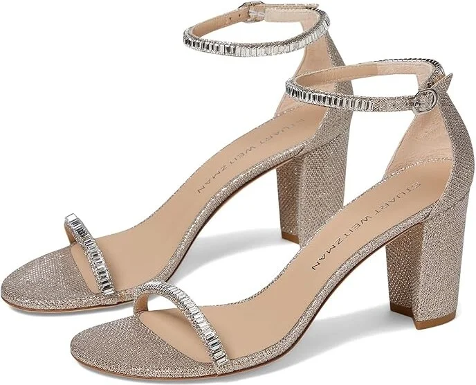 Stuart Weitzman Nearlynude Stefanie Sandal Women's Sandals Poudre/Clear : 10 M, Leather
