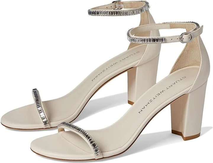 Stuart Weitzman Nearlynude Stefanie Sandal Women's Sandals Seashell/Clear : 7.5 M, Leather
