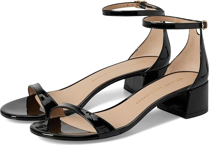 Stuart Weitzman Nudist Block 35 Women's Wedge Shoes Black : 6 M, Leather