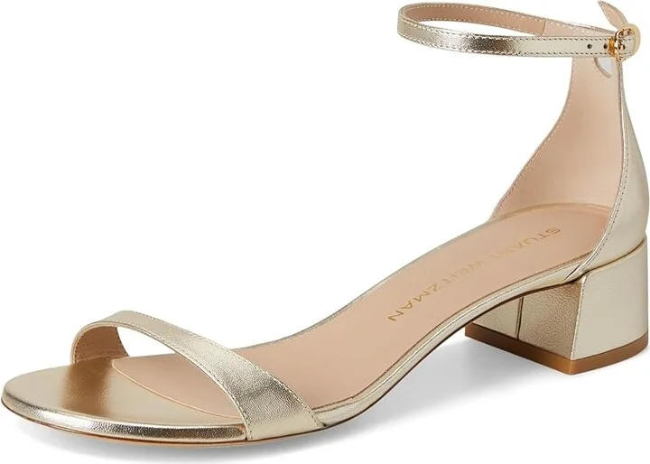 Stuart Weitzman Nudist Block 35 Women's Wedge Shoes Light Gold : 8 M, Leather - Image 5