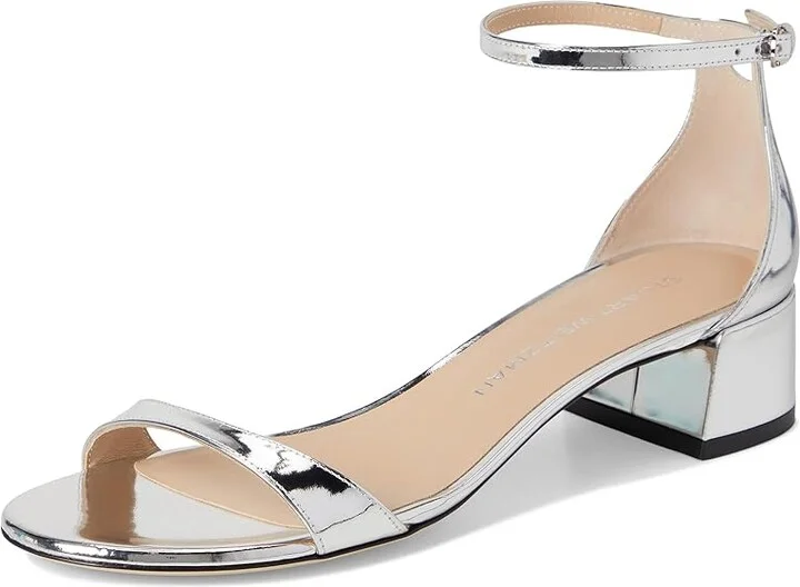 Stuart Weitzman Nudist Block 35 Women's Wedge Shoes Silver : 7.5 M, Leather - Image 5