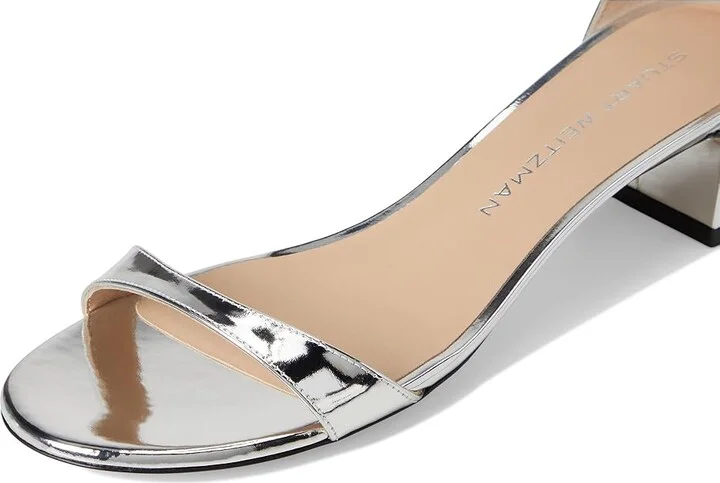 Stuart Weitzman Nudist Block 35 Women's Wedge Shoes Silver : 7.5 M, Leather - Image 7