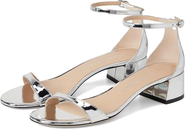 Stuart Weitzman Nudist Block 35 Women's Wedge Shoes Silver : 7.5 M, Leather